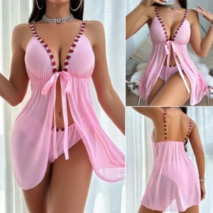 Women's Sexy Lingerie Nightwear Sleepwear Babydoll Underwear Lace Dress G-String - Picture 1 of 24