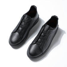 Men's Leather Shoes Slip On Soft Casual Black Male Shoes Comfortab British Style
