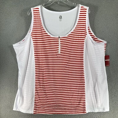 Avenue Top Mujer 26/28 Rojo Blanco Rayas Sin Mangas Atlético Elastizado 1/4 Cremallera NUEVO Foto 1 de 4