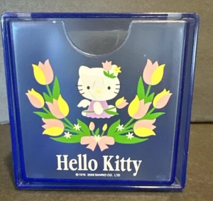 Hello Kitty Sanrio Trinket Box Desk Stationary Holder Blue Flowers Drawer 2006 - Picture 1 of 5