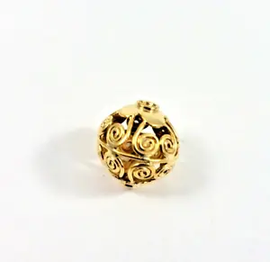 Bali Sterling Vermeil Bead 12mm - Picture 1 of 8