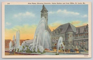 Aloe Plaza Fountain St. Louis Missouri MO Postkarte Union Station Post Office UNP - Bild 1 von 2