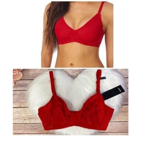 Women's DKNY Pure Lace Unlined underwire bra Size 34B Red Lingerie - Picture 1 of 9