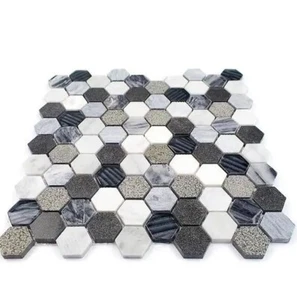 Drumlin Oxford Gray Hexagon 11.25 in. x 10.87 in. Honed Marble and Glass Mosaic - Picture 1 of 4