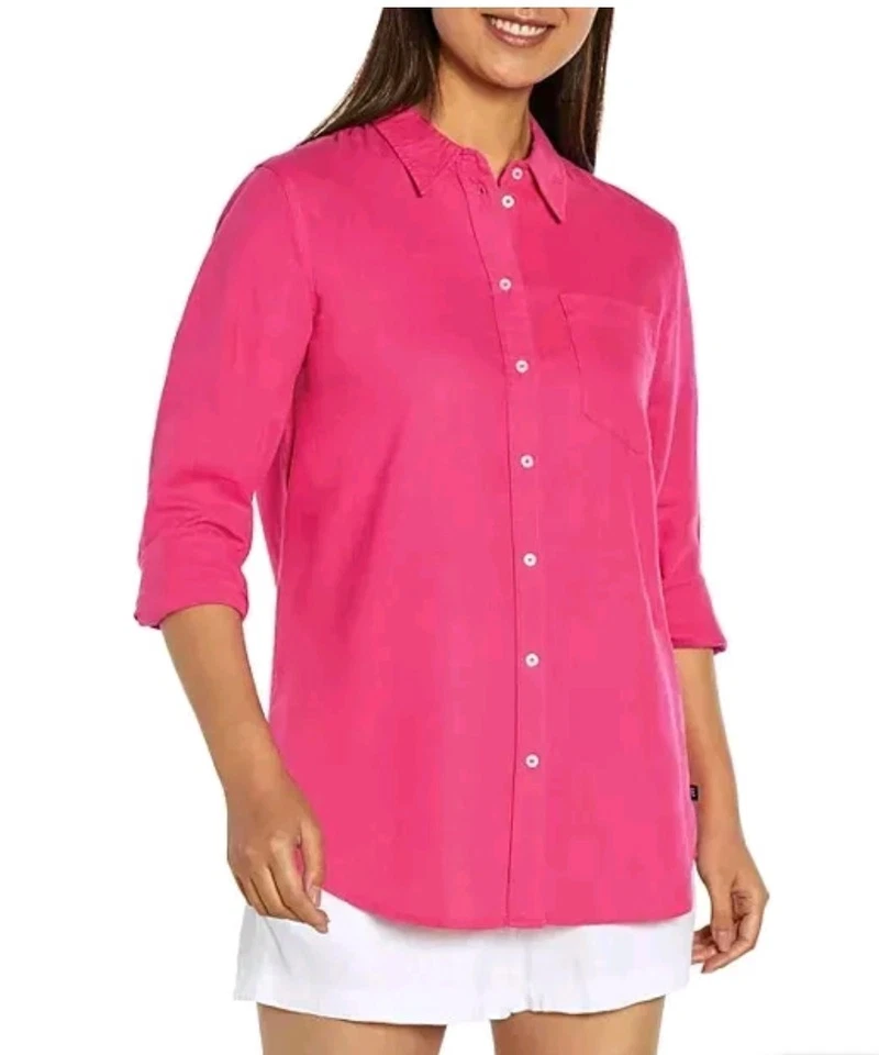 Gap Women's Linen Button Down Top Size S Beetroot Purple