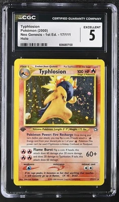 CGC 5 Typhlosion 2000 Neo Genesis 1st Edition 17/111 Holo Pokemon Card - Image 1 of 2