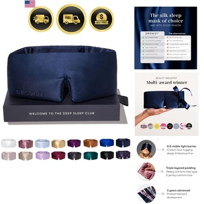 Silk Sleep Mask Luxurious Padded Face-Hugging Eye Mask Total Darkness - Image 1 of 4