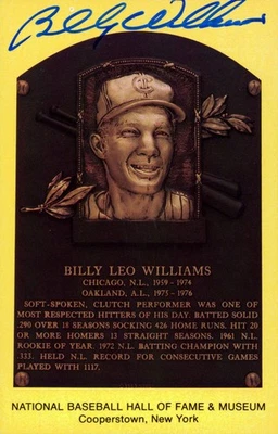 Tarjeta postal firmada auténtica de los Cachorros Billy Williams 3,5x5,5 HOF JSA #T12756 Foto 1 de 2