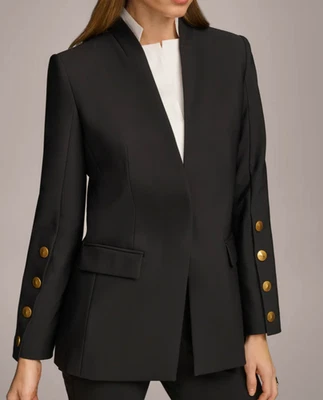 Chaqueta negra Donna Karan NY nueva con etiquetas con detalles de botón en las mangas, talla, 6, $169 Foto 1 de 4