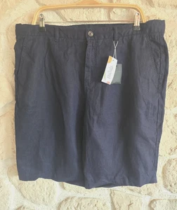 Short bleu marine 100% lin marque Burton (tro) - Picture 1 of 6