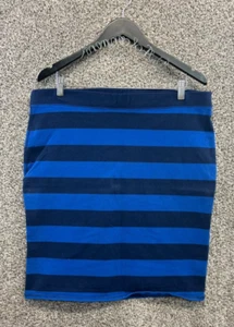 Old Navy Blue Striped Skirt Knit Pull On Bodycon Short Skirt Stretch Women's XL - Picture 1 of 6