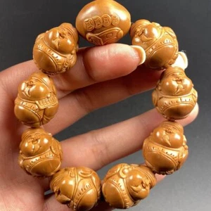 China Olivenkern Armband Arhat Relief zuverlässiger Gott des Reichtums Sammlerstück - Bild 1 von 8