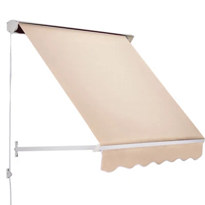 6' Drop Arm Manual Retractable Sun Shade Patio Deck Window Awning Cover Cream - Image 1 of 4