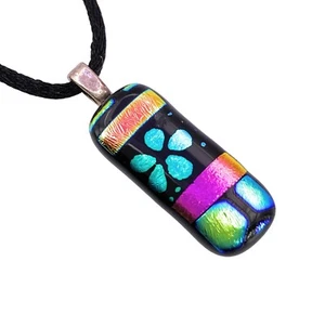 Glass Pendant, Handmade Dichroic Glass Pendant, Fused Glass Pendant, SALE - Picture 1 of 2