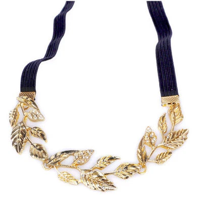 9h 1pc Shiny Gold Leaves Leaf Vine Stretch Head Band Hair Band Headband - Image 1 of 3