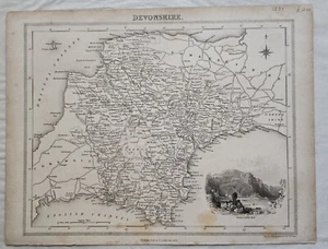Antique Map of DEVONSHIRE, c1831 - Engraved by Walker - Picture 1 of 3