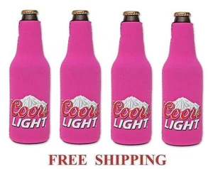 COORS LIGHT MOUNTAINS 4 BEER BOTTLE SUIT COOLERS KOOZIE COOLIE HUGGIE PINK NEW - Picture 1 of 1