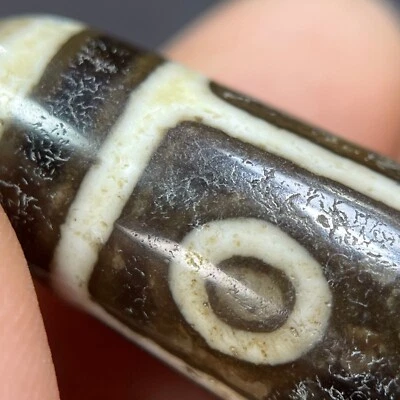 Tibetan Buddhism Agate Old DZI Beads 9 Eye Amulet Ancient DZI Beads 55mm #1714 - Image 1 of 4