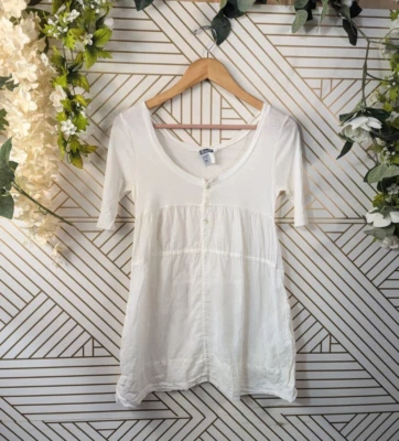 Kristensen Du Nord Women's White Top Cotton Babydoll Tunic Short Sleeve Size 1 - Image 1 of 4