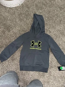 Under Armour Boys Size 5 Rival Fleece Big Logo Hoodie Gray - Picture 1 of 4
