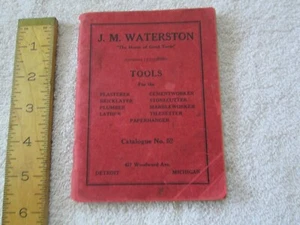 RARE J.M. Waterston #52 Catalog - Circa 1920's - Specialty Trade Tools - Exc. - Picture 1 of 9