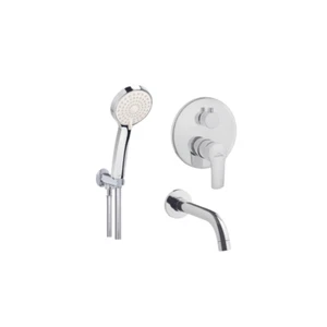 BADLAND Unterputz Set Wannenarmatur VERSO Silber Wasserhahn mit Kopfbrause - Bild 1 von 1