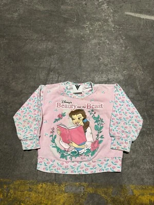 Vintage Disney Beauty & The Beast Sweatshirt Toddler Kids 4T Pink Floral SSI - Image 1 of 4