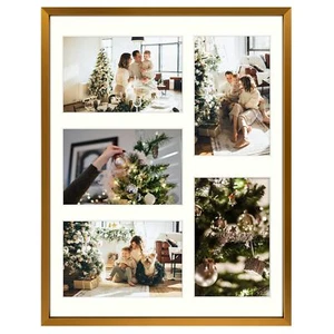 4x6 Aluminum Collage Frame Displays 6x4 Pictures With 5 Openings Mat or One 11x1 - Picture 1 of 8