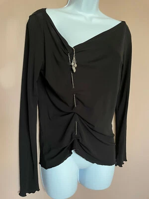 Vintage top noir manches longues bijou intégré Jean-Paul Gaultier taille XL, TBE - Photo 1/4