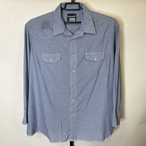 Wrangler Western Blue White Striped Shirt Size 3X Men’s - Picture 1 of 5