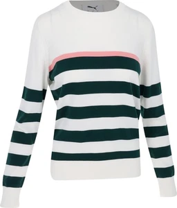 Puma Resort Stripe Warm White/Dark Myrtle Sweater Women - Picture 1 of 12