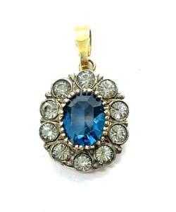 Vintage Italian Sterling Silver Sparkly Crystals Cluster Pendant - Picture 1 of 7