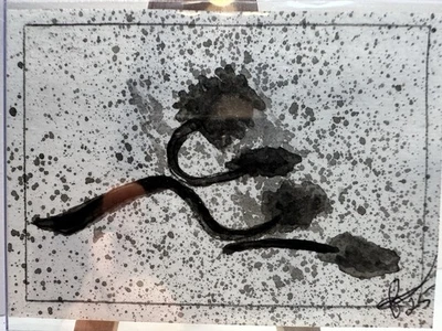 Tarjeta de artista ACEO pintada a mano acrílico/papel 2,5 pulgadas x 3,5 “rama abstracta” Foto 1 de 4