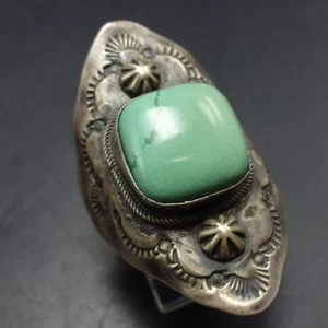 ANILLO BOBBY JOHNSON NAVAJO VERDE TURQUESA PLATA ESTERLINA ESTILO ANTIGUO talla 6,75 - Imagen 1 de 19