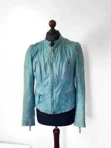 Chaqueta vintage de cuero para mujer Blue Monkey/talla grande - Imagen 1 de 16