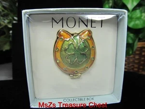MONET "LUCKY HORSESHOE" Collectible Enamel Keepsake Trinket Box * NIB * - Picture 1 of 6