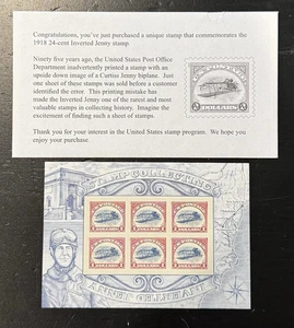 SFSTAMPS US Sc 4806 Jenny invertido S/S de 6 estampillas $2 MNH 2013 en sobre + tarjeta - Imagen 1 de 3