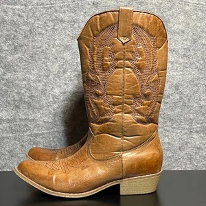 Botas de Vaquero Coconuts Mujer 8 Tostadas Puntada Occidental Pull-On Gaucho Media Pantorrilla - Imagen 1 de 14