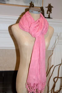 Abercrombie & Fitch Pink Tone/Tone Design Spring Summer Scarf W/ Fringe One Size - Picture 1 of 6