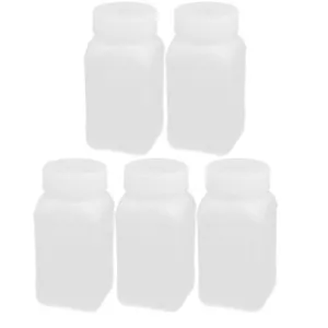 5pcs 250ml HDPE Plastic Wide Mouth Square Liquid Storage Bottle Container White - Picture 1 of 3