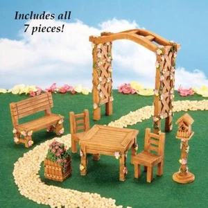 Verzauberte Fee oder Wichtel Sammlerstück Mini Frühlingsgarten 7 Teile Set - Bild 1 von 1