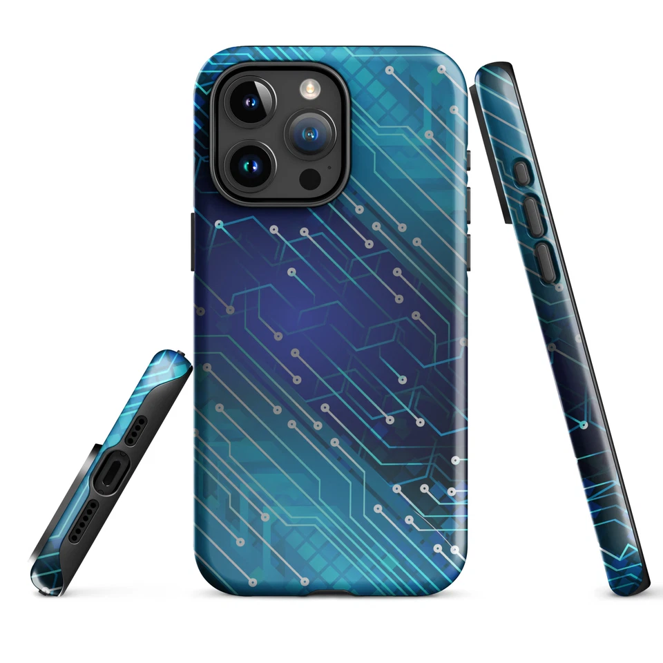 iPhone Case Computer Circuit Board Traces Print Tough Phone Case - Image 1 of 1