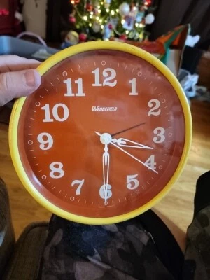 Vintage Big Face Wind Alarm Clock Orange Yellow Blessing West Germany MCM Works - Image 1 of 4