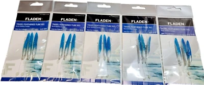 5 X Tinsel Feathered Tube Rig BLUE Sparkle Teaser (5 Rigs) Fladen -17-6101-3-3-0 - Image 1 of 2