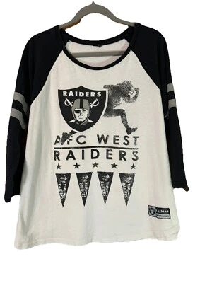Camiseta para mujer Oakland Raiders blanca logotipo del equipo AFC West raglán L/XL B-44 Foto 1 de 4