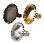 18x25mm Cameo OVAL RING Cabochon Trays Adjustable Bases Blanks Brass Dictionary
