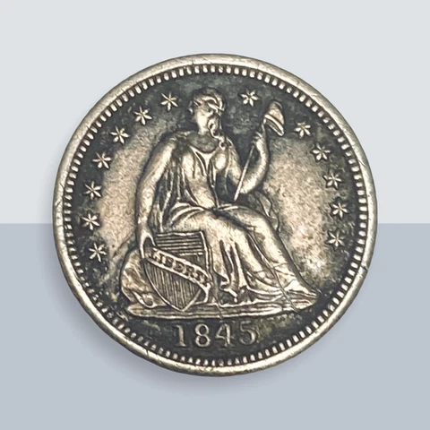 1845-P 5c Liberty Seated Half Dime AU condition Cover