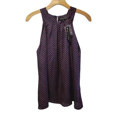 全新带标签 Violet & Claire 衬衫无袖上衣衬衫女式 M 码圆点新品 — 第 1/4 张图片