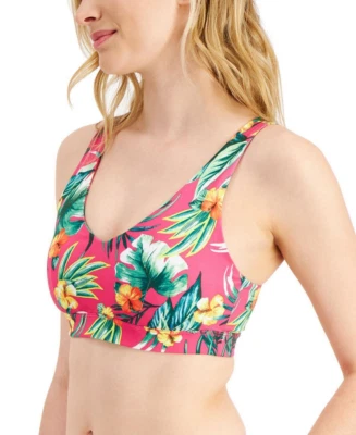 Sujetador deportivo ID Ideology para mujer estampado tropical bajo impacto rosa talla mediana nuevo Foto 1 de 4