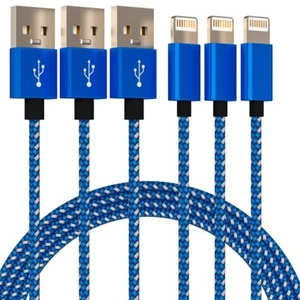 [3 Pack] 10ft Long MFI Certified Phone Charger Cable Heavy-Duty Durable Braided - Picture 1 of 5